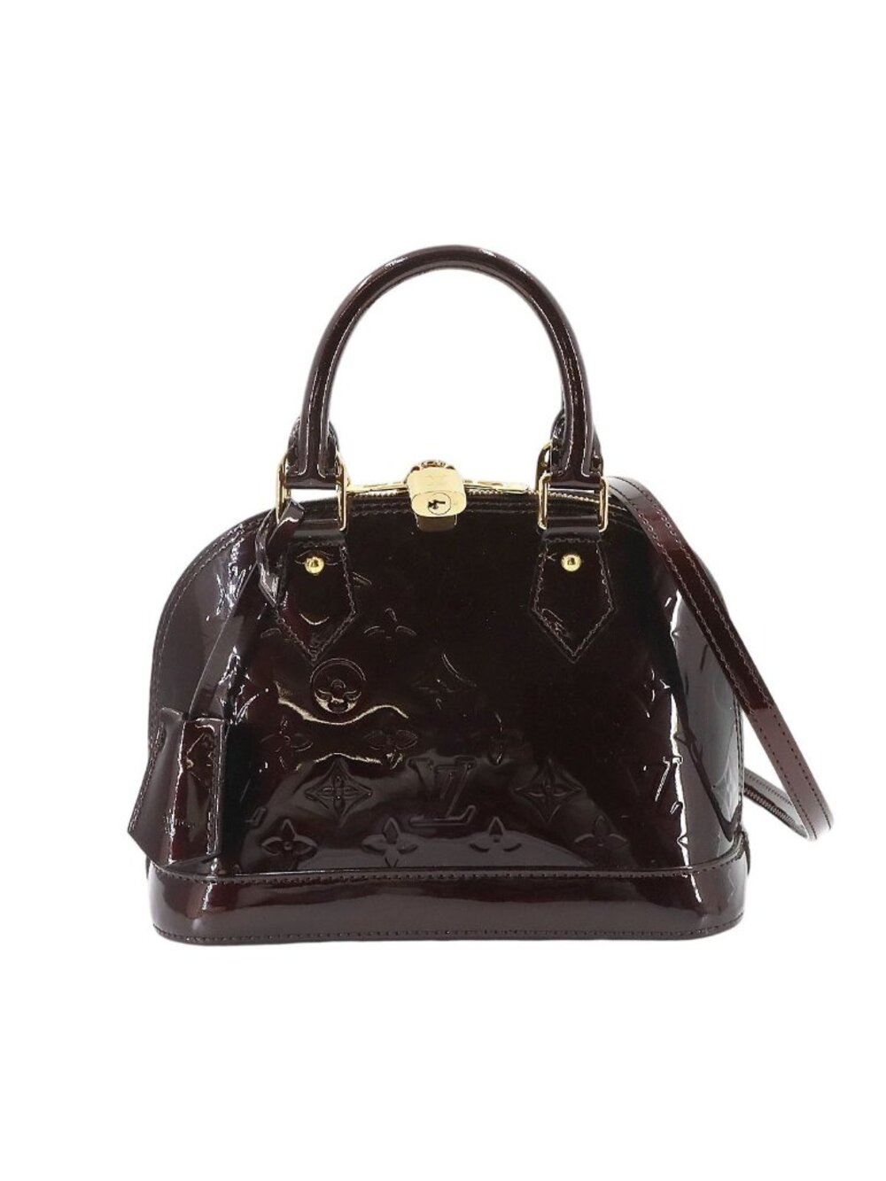 Louis Vuitton Monogram Vernis Alma BB 2-Way Hand Bag Leather Amarante